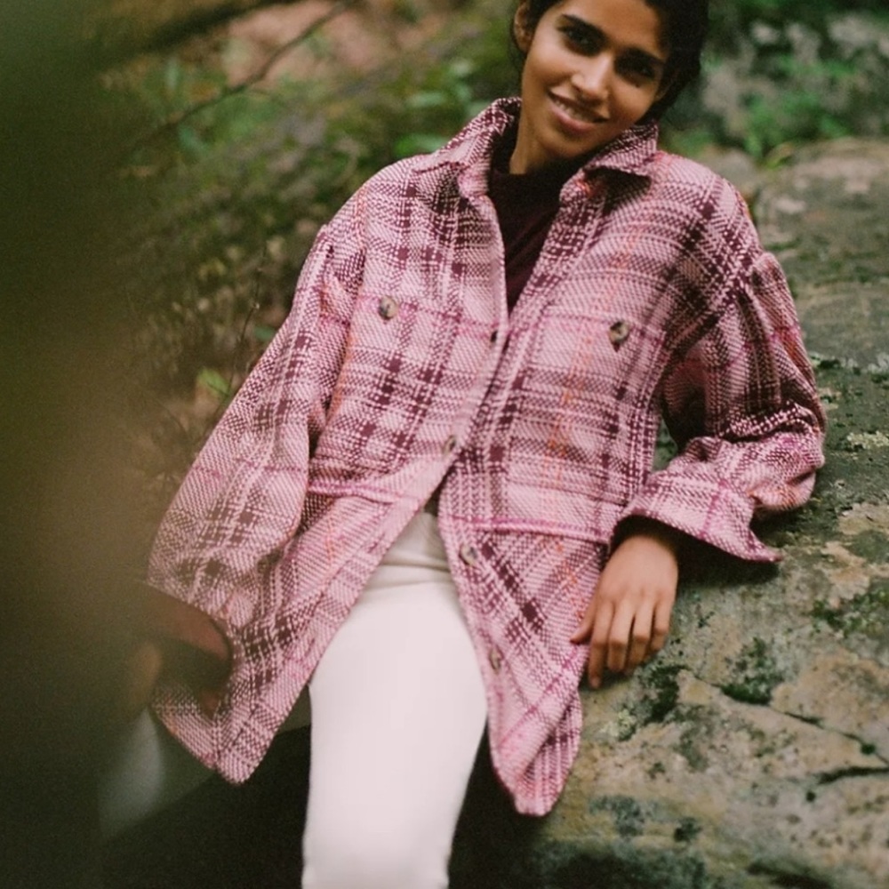 Anthropologie Plaid Shirt Jacket